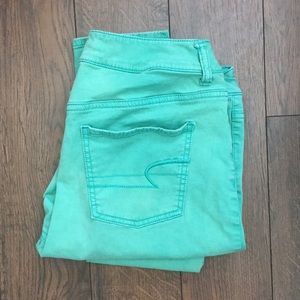 American Eagle High Rise Jegging Teal Green 10